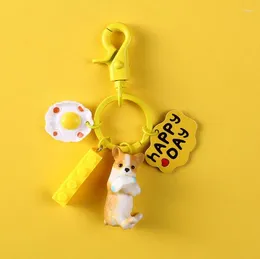 Party Favour Dog Pendant Keychain Cartoon Puppy Doll Bell Keyring Pet Keyfob Car Bag Charm Chains For Birthday Christmas 50pcs
