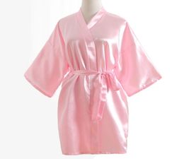 Whole Top Selling Summer Women039s Kimono Mini Robe Pink Faux Silk Bath Gown Yukata Nightgown Sleepwear Pijama Mujer One S3302118