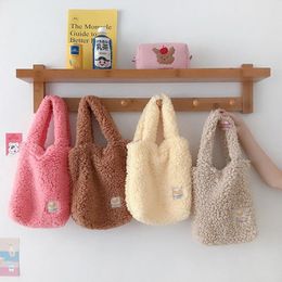 Bag Winter Wool Large Capacity Cute Simple Shopper Tote Chest Bags Fashion Women's Handbags 2024 Shoulder Book Female Girls