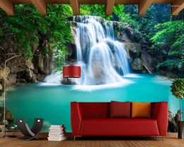 Wallpapers Papel De Parede Forest Waterfall Lake Natural 3d Wallpaper Living Room TV Wall Bedroom Papers Home Decor Restaurant Mural