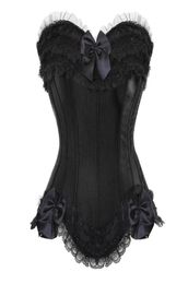 Bustiers Corsets Women Sexy Satin Overbust Corset Top Lace Bowknot Decorated Clubwear Showgirl Body Shaper Plus Size S6XL320f4867069