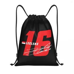 Storage Bags Custom Charles Leclerc 16 Signature Number Drawstring Backpack Men Women Lightweight Gym Sports Sackpack Sacks For Training