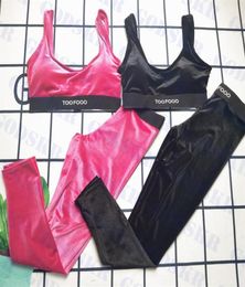 Velvet Tank Top Trousers Swimsuit Set Letter Print Womens Yoga Wear Latest Ladies Sportswear Multicolor7952582