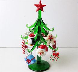 Handmade Murano glass crafts Christmas tree Figurines ornaments home decor simulation Christmas tree with 12 pendant accessories Y7586990