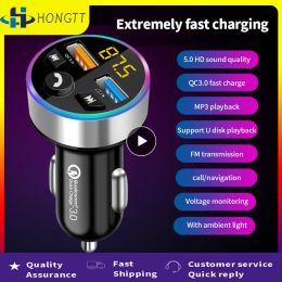 FM Transmitter Audio Receiver Car MP3 Player 3.1A QC 3.0 Dual USB Fast Charging Bluetooth-compatible 5.0 Handsfree Car Charger