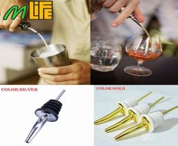 High Quality GoldSilver Stainless Steel Liquor Spirit Pourer Flow Wine Olive Oil Cocktail Vinegar Bottle Pour Spout Stopper Barwa9843658