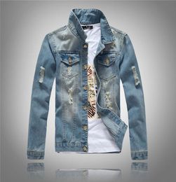 Giacche in denim men039s giacca jeans strappata con buchi robusti maniche lunghe slim fit coat classico pelo light plus size 5x5306742