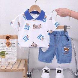 Clothing Sets Baby Boys Clothes Summer Kids Cotton Cartoon Bear T-shirt Shorts Suit Toddler Outfit Boy Children Costume 1 -5Year
