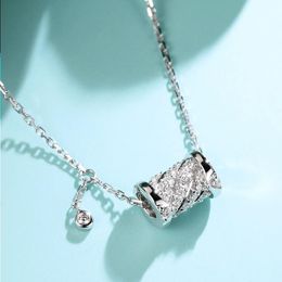 Handgefertigter Kreis Labor Diamant Anhänger 925 Sterling Silber Party Hochzeitsanhänger Halskette für Frauen Braut Edelstein Schmuckgeschenk MDAAO