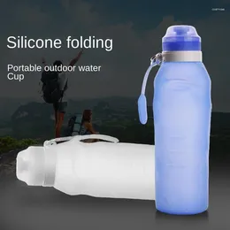 Mugs 600ml Portable Water Cup Silicone Folding Drinking Bottle Travel Drop-Resistant Soft Simple Outdoor Sports