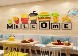 Wall Stickers Burger Shop Milk Tea Fried Chicken Hall Decoration Personality Background Snack Bar Glass Sticker Painting5722541
