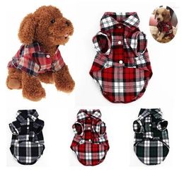 Dog Apparel 3 Colors Fashion Pet Puppy Plaid Shirt Coats Dogs Cotton Cloth Jacket Spring Summer Clothes For Small Cats