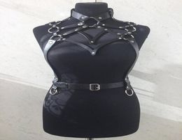 Punk Style Black Faux Leather Strappy Corset Sexy Belt Bondage Harness Erotic Women Body Cage Bustier Nightclub Wear3282943