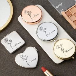 Party Supplies Personalised Compact Mirror Gifts For Bridesmaid Proposal & Friend's Birthday Custom Women Gift Birth Flower Pocket