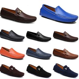 leathers doudous men casual drivings shoes Breathable soft sole Light Tans black navys whites blue silver yellows greys footwear all-match outdoor cross-12