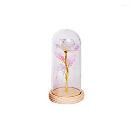 Decorative Flowers Eternal Flower Pink Gift Box Acrylic Lampshade Rose Valentine's Day For Girlfriend Creative Artificial Home Decor