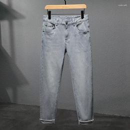 Men's Jeans 2024Light Gray Summer High-End Solid Color Simple And Breathable Thin Stretch Slim Fit Long Skinny Pants