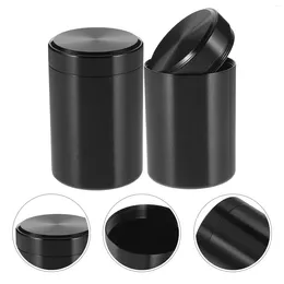 Storage Bottles 2 Pcs Mini Tea Caddy Food Containers With Lids Metal Jar Portable Canister Cafe