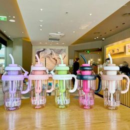 Water Bottles H7EA Convenient Belly Cup Elegant Tea With Infuser Practical Removable Straw Bottle Large Capacity Women Drinkware