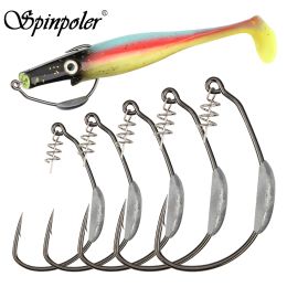 Spinpoler 5/0 7/0 10/0 Heavy Duty Weighted Raptor Swimbait Hook Wide Gap Locking Spring For Soft Plastic Baits Lure Bass Pike