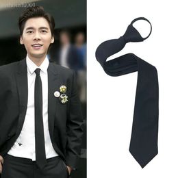 Bow Ties 38/48cm Black Wine Red Korean Style Lazy Zipper Tie Men And Women Matching Shirt 5cm Wedding Student Gifts Uniform 9507