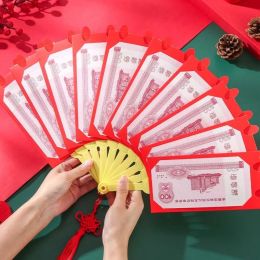 Red Envelopes Creative Fan Shape Chinese Spring Festival New Year Best Wish Lucky Gift Bag Red Pocket Money Pockets Hongbao