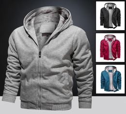 Men039s Hoodies Sweatshirts Fleece Hoodie Jacket Men Hooded Fur Lined Coat Sports Wear Autumn Winter Warm Solid Colour Casual 2560557