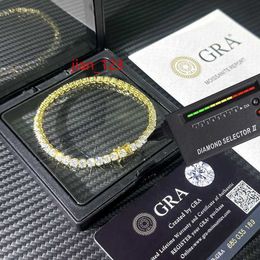 Trendy bracelets pass diamond tter 925 sier m 4mm moissanite tennis chain hip hop diamond tennis bracelet men and women