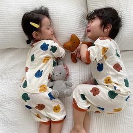 Clothing Sets Baby Cartoon Sleepwear Summer Full Print Tops Long Pants Child Girls Cute O-neck Half Sleeve Tshirt Trousers 2 Piece Set