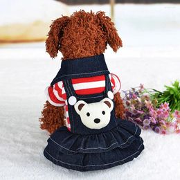 Dog Apparel Striped Denim Clothing Pet Dress Skirt Cute And Comfortable Up Outdoor Activity Clothes