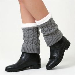 Women Winter Ankle Leg Warmers Plus Fleece Crochet Knitted Boot Cuffs Toppers Socks