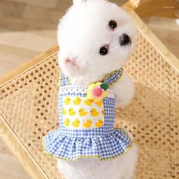 Dog Apparel Pet Clothes Plaid Flower Suspender Skirt Spring Summer Cute Dress For Small Dogs Girl Puupy Cat Teddy Chihuahua Bichon Vest