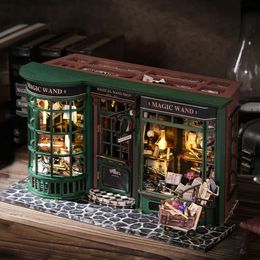 Magic Shop DIY Wooden Dollhouse Miniature Doll House Kit with Furniture Roombox Retro Home Model Toy for Children Gift 240517