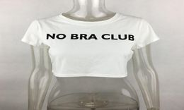 2018 Neue sexy geschnittene T -Shirt Frauen kein Bra Club Print T -Shirt Frauen Mode -Baumwoll -T -Shirt Femme Crop Top Frau Kleidung2742008