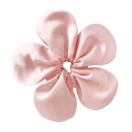 Flower Scrunchies Ponytail Holder Hair Rope Oversize Thick Elastic Fluffy Hair Ties Large Flower Shape Satin Scrunchies Handmade