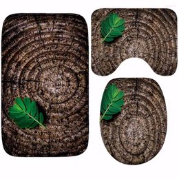 Carpets CAMMITEVER 3PCS Creative Wood Carpet Non Slip Toilet Seat Cover Rug Bathroom Set Alfombra