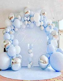 Metal Blue Balloon Baptism Boy Girl Christening Baby Shower Happy Birthday Party Decor Baby Ballon Globos Birthday Balloon Arch G27590490