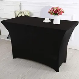 Table Cloth 1pc Stretch Cover Outdoor Wedding Event Rectangle Elastic Tablecloth Black White Cocktail