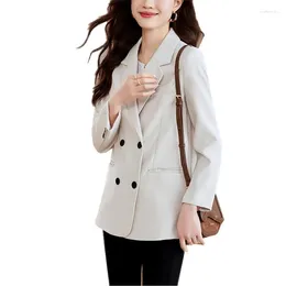 Women's Suits Women Short Suit Jacket Spring Autumn Korean Fashion Double-Breasted Pockets Solid Color Loose Blazer Female Casual Outwear