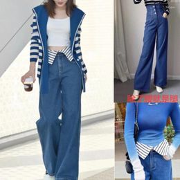 Women's Jeans Autumn And Winter High-end Women's Waist Head Cuffed High Wide Leg Pants Women