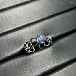 Cluster Rings 2024 S925 Sterling Silver Natural Moonlight Stone Cubic Beautiful Living Design Ring Without Optimized Main