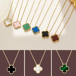 Classic Brand Clover Necklace Fashionable Charm Single Flower 15mm Necklace Luxury Diamond Agate 18k Gold Designer Women's Necklaces