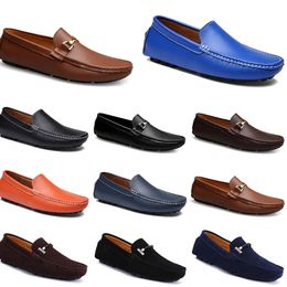 leathers doudous men casual drivings shoes Breathables soft sole Light Tans black navys whites blue silver yellows grey footwears all-match outdoor cross-858