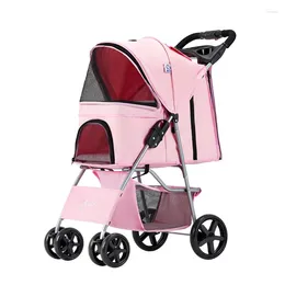 Dog Carrier Lightweight Folding Pet Trolley Cat Stroller Baby Pets Car Cage Outdoor Small Mobile Enclosure Portable Animal Transport