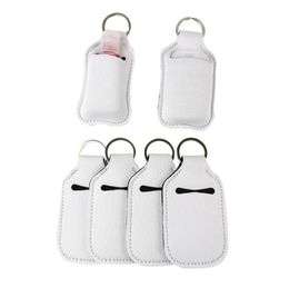 30ml sublimation blank Neoprene perfume bottle holder SBR hand sanitizer bottle set white holders keychain gift Party Favor8546152