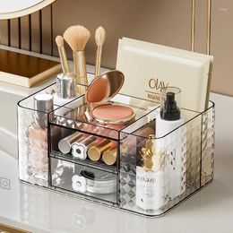Storage Boxes Clear Makeup Organizer For Vanity With 2 Drawers Transparent Cosmetic Display Cases Cosmetics Box Lipstick Brushes