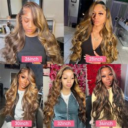 Body Wave Lace Front Wig Highlight Honey Blonde Colored Hd Lace Front Wig Brazilian 13x4 Lace Frontal Wigs For Women Human Hair