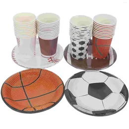 Disposable Dinnerware Sports Themed Tableware Basketball Decor Party Use Plates Game Decoration Paper Tissue
