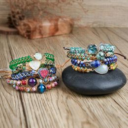 Strand Rainbow Tiger Eye Charm Bracelets Handmade Imperial Jasper Beaded Bracelet Adjustable For Women Gift Jewelry