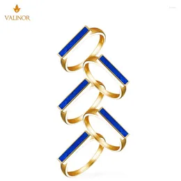Cluster Rings Cross-shaped Ring Female Inlaid Natural Lapis Lazuli 18K Gold-plated Simple 925 Sterling Silver HM025